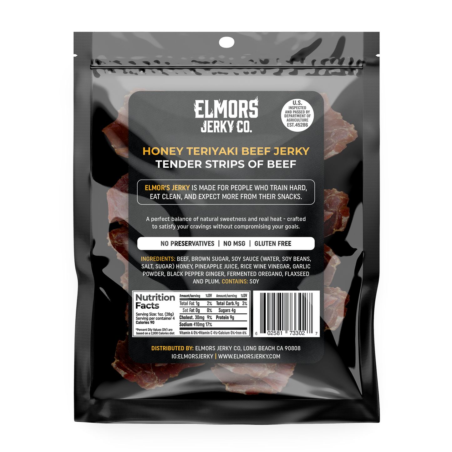 Elmors Jerky co Honey teriyaki 4oz