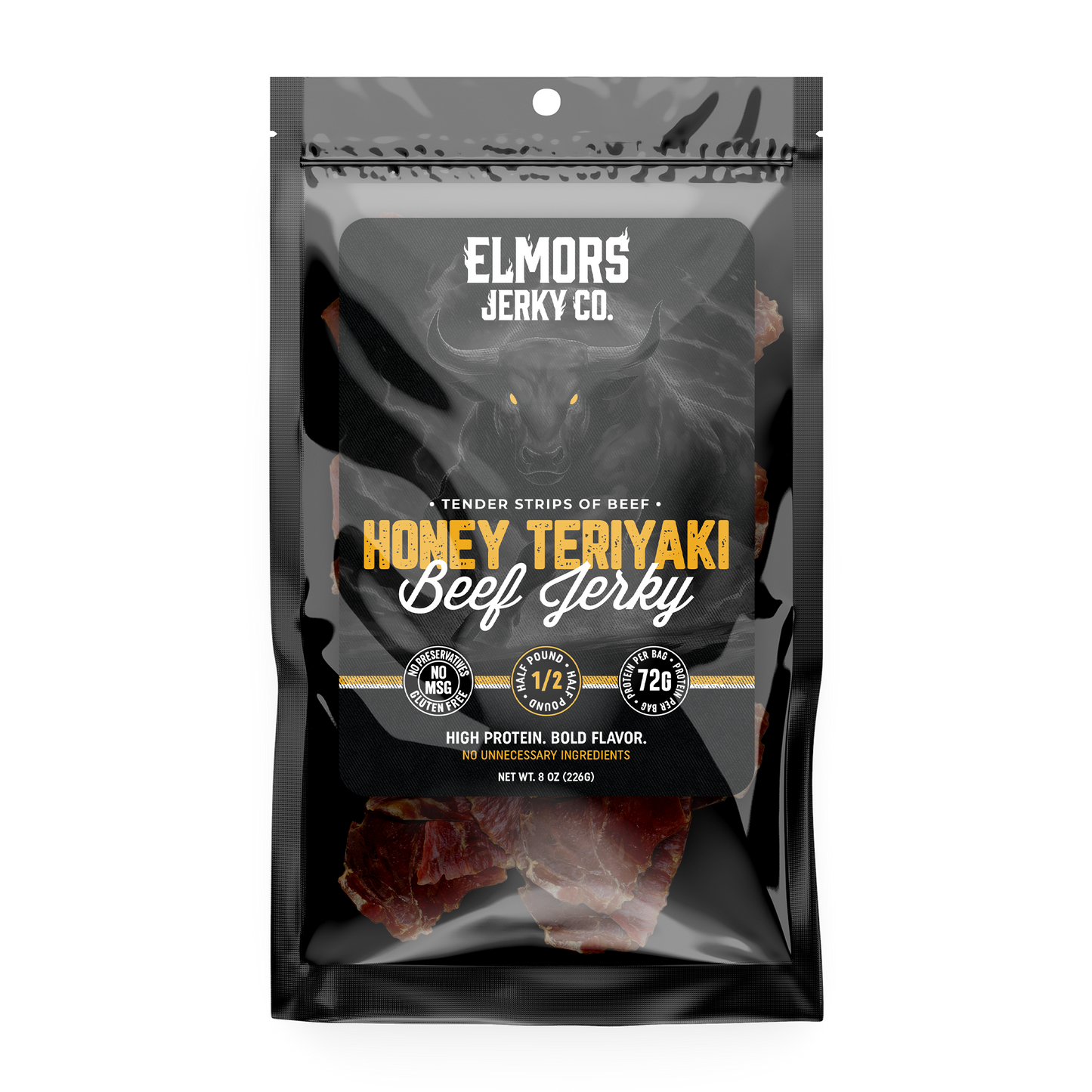 Elmors Jerky co Honey teriyaki 8oz HALF POUND