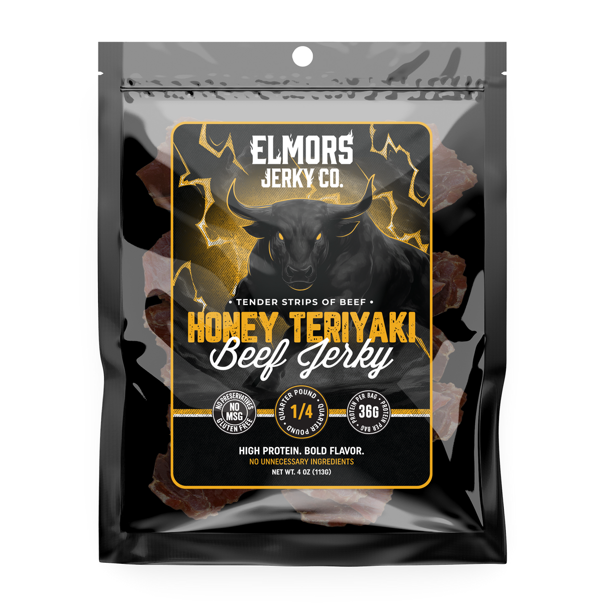 Elmors Jerky co Honey teriyaki 4oz