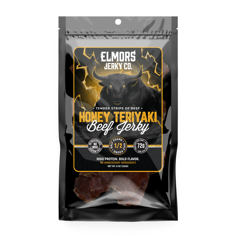 Elmors Jerky co Honey teriyaki 8oz HALF POUND