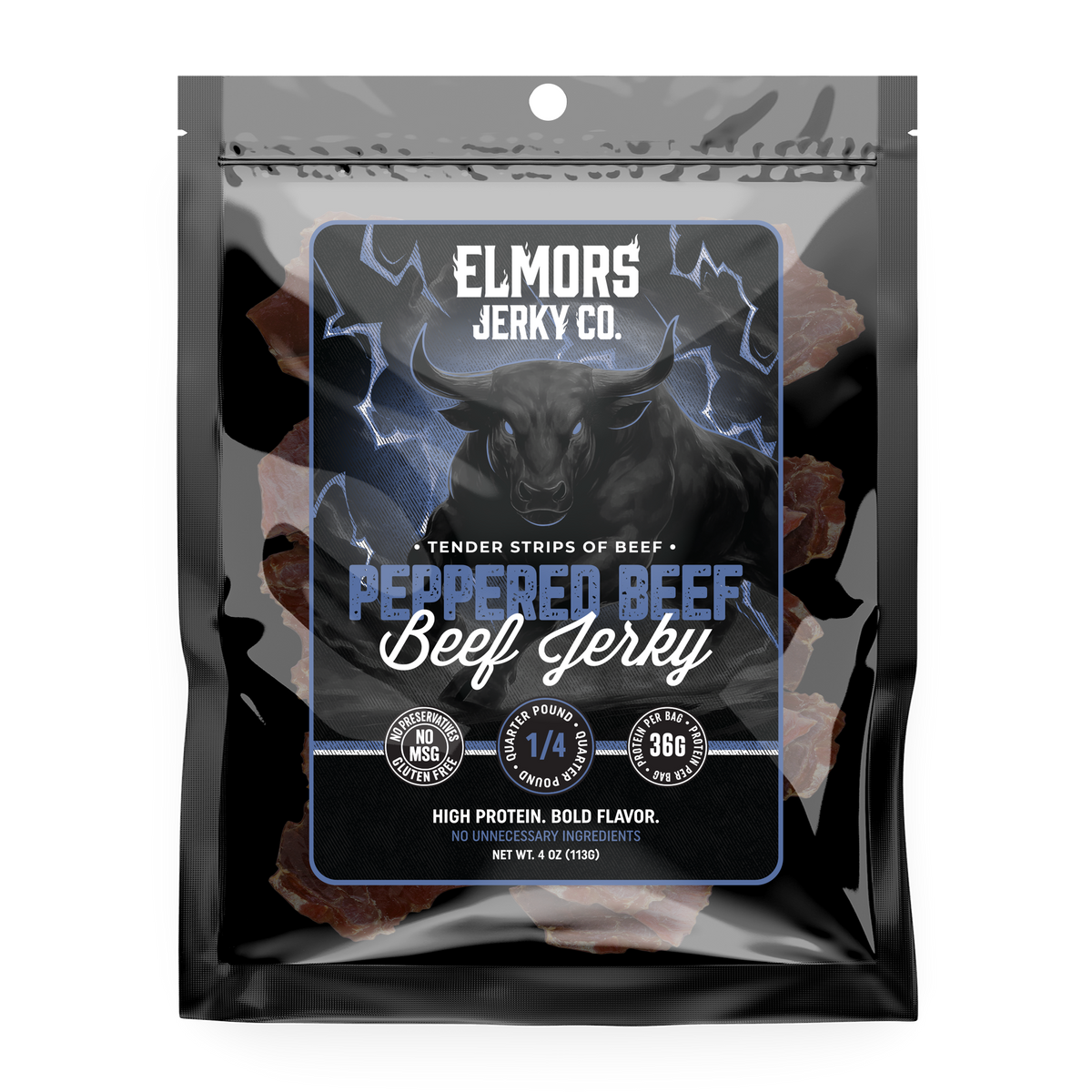 Elmors Jerky co Peppered 4oz