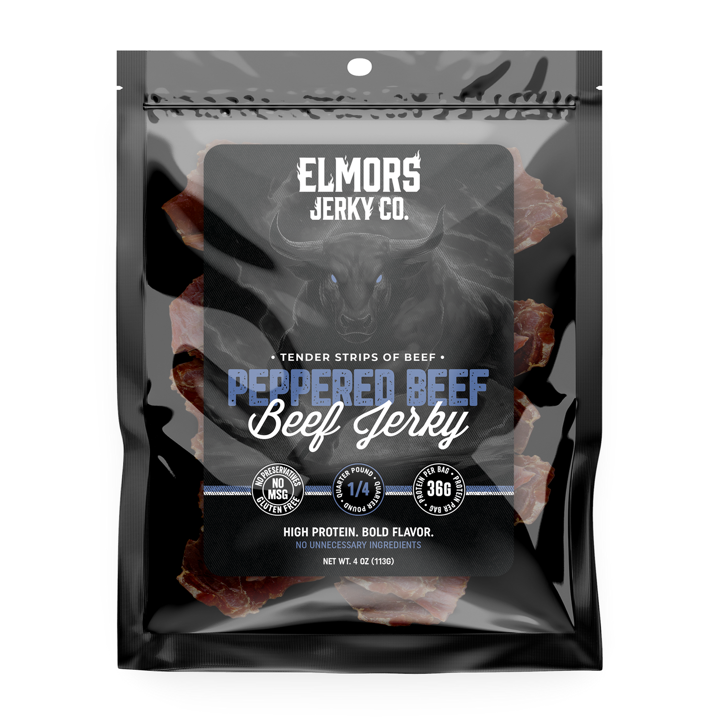 Elmors Jerky co Peppered 4oz