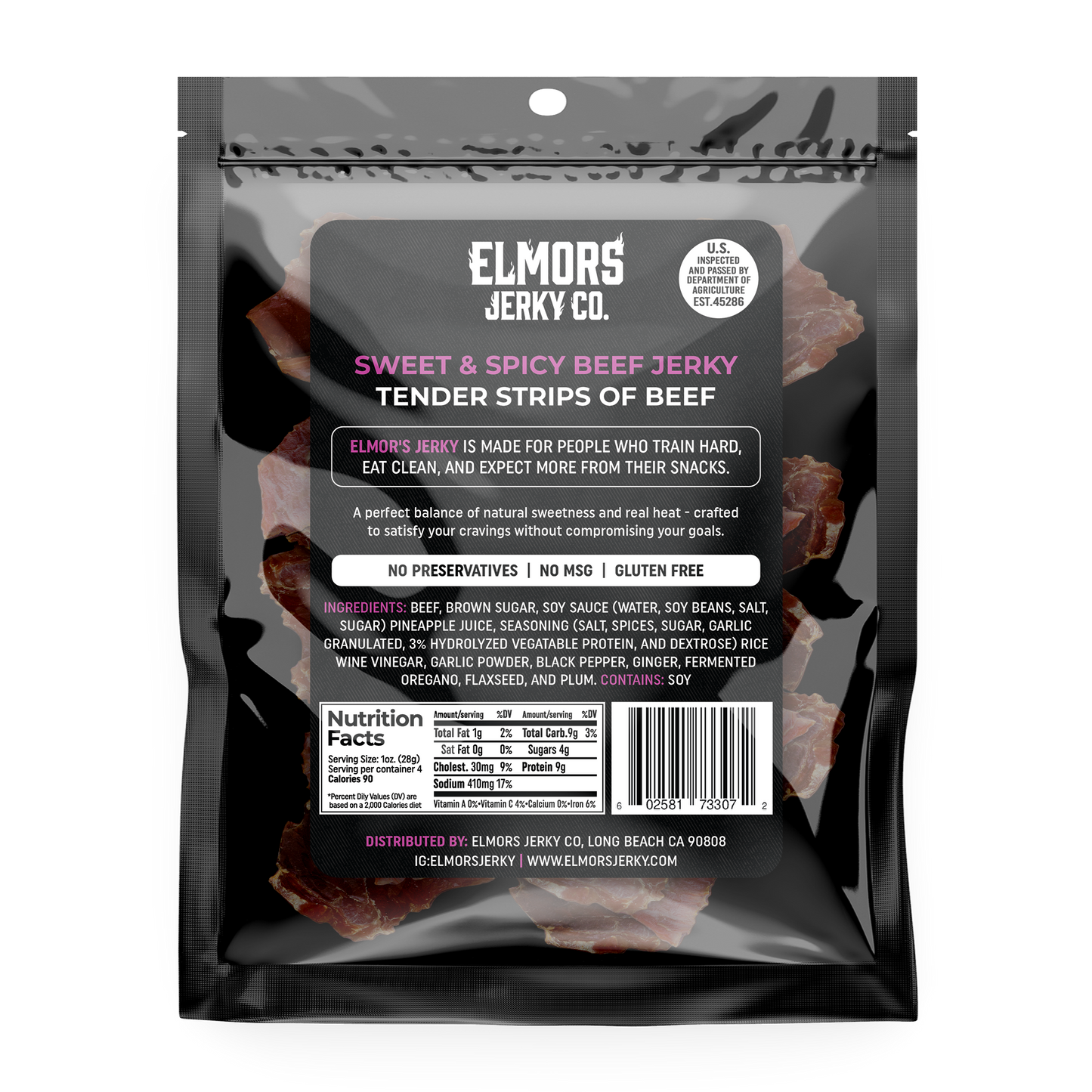 Elmors Jerky co Sweet and spicy 4oz